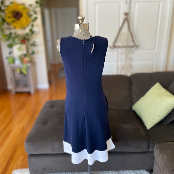 Talbots navy and white dress with pockets sleeveless stretch dress - Picture 5 of 7